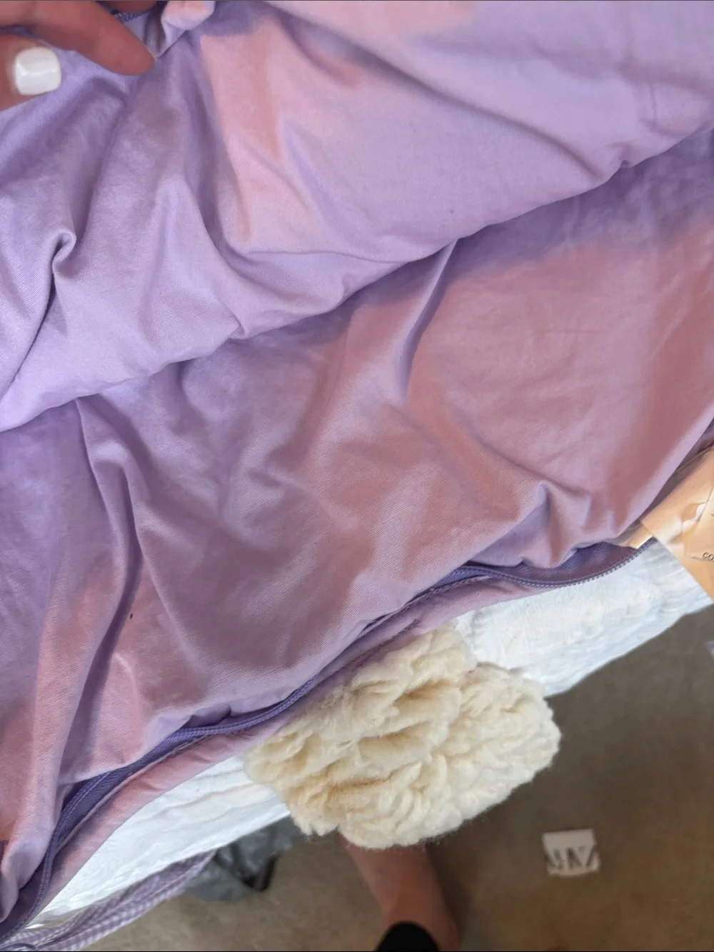 Pottery Barn Kids Cream & Lilac Bunny Hooded Comforter